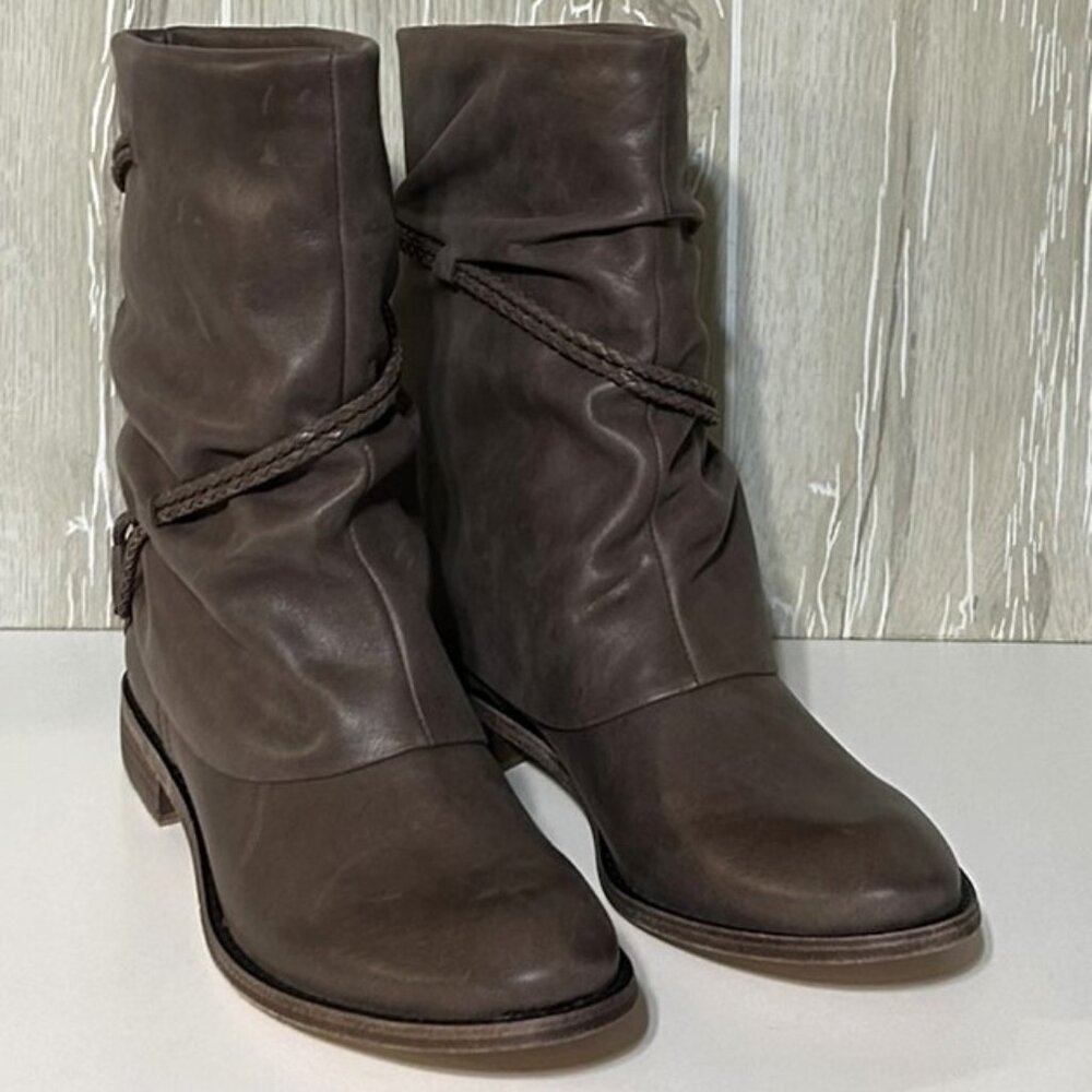 Ella Moss Ricki Mocha DL Leather Midcalf Boots NIB 8M